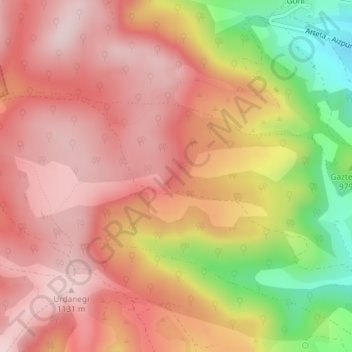Mapa topográfico Olaga, altitud, relieve