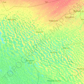 Mapa topográfico Kirirom, altitud, relieve