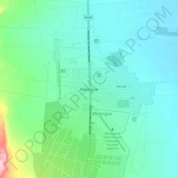 Mapa topográfico Malargüe, altitud, relieve