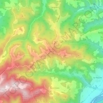 Mapa topográfico Lagune, altitud, relieve