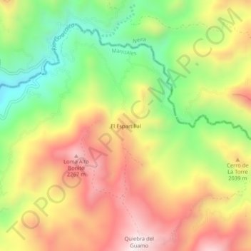 Mapa topográfico El Espartillal, altitud, relieve