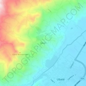 Mapa topográfico Volcan, altitud, relieve