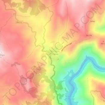 Mapa topográfico São Mamede de Ribatua, altitud, relieve