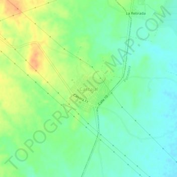 Mapa topográfico Cascajal, altitud, relieve