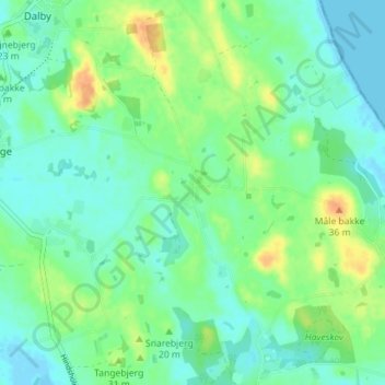 Mapa topográfico Viby, altitud, relieve