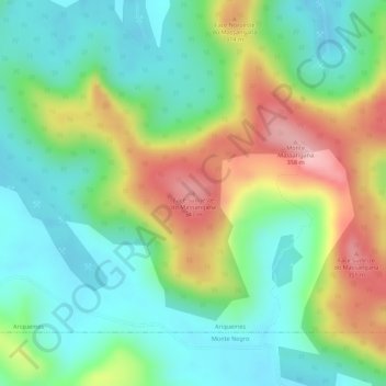 Mapa topográfico Face Sudoeste do Massangana, altitud, relieve