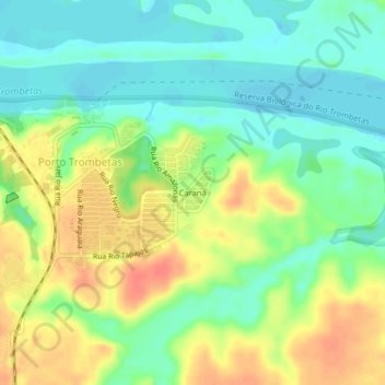 Mapa topográfico Caraná, altitud, relieve