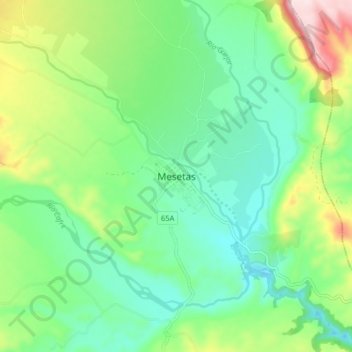 Mapa topográfico Mesetas, altitud, relieve