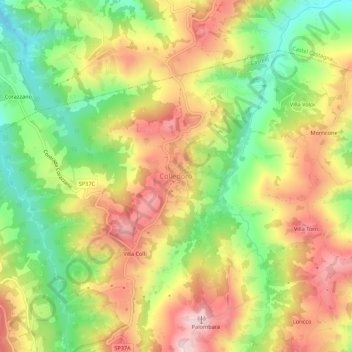 Mapa topográfico Colledoro, altitud, relieve
