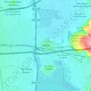 Mapa topográfico Lerma de Villada, altitud, relieve