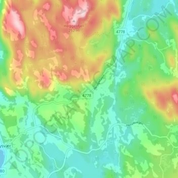 Mapa topográfico Bjørk, altitud, relieve