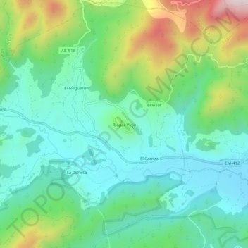 Mapa topográfico Riópar Viejo, altitud, relieve