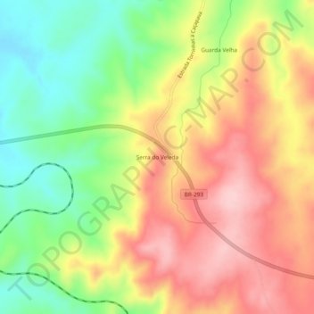 Mapa topográfico Serra do Veleda, altitud, relieve