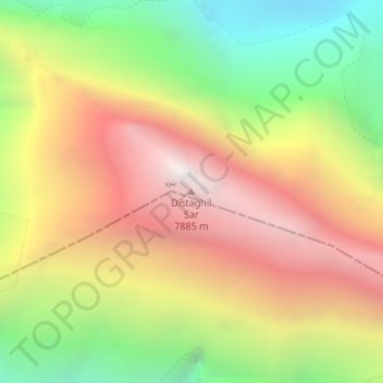Mapa topográfico Distaghil Sar, altitud, relieve