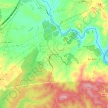 Mapa topográfico Linhaceira, altitud, relieve