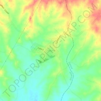 Mapa topográfico Chochó, altitud, relieve