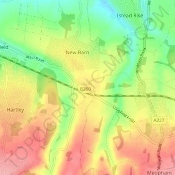 Mapa topográfico Longfield Hill, altitud, relieve