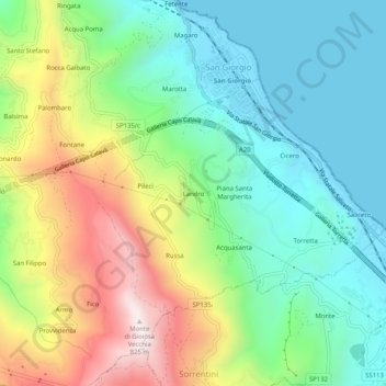 Mapa topográfico Landro, altitud, relieve