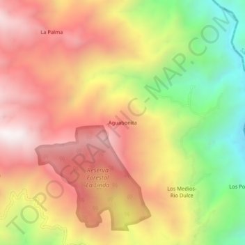 Mapa topográfico Aguabonita, altitud, relieve