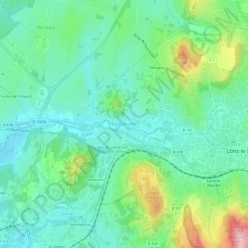 Mapa topográfico Montmorot, altitud, relieve