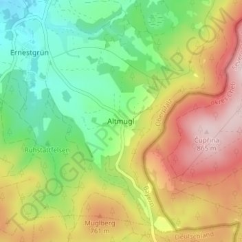 Mapa topográfico Altmugl, altitud, relieve