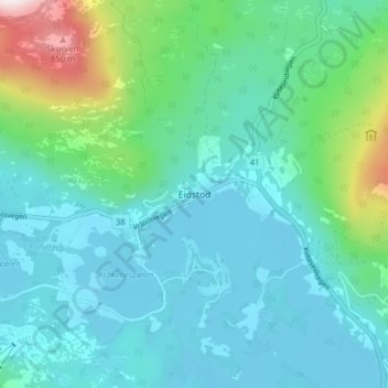 Mapa topográfico Eidstod, altitud, relieve