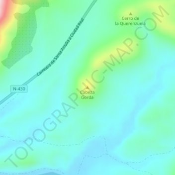 Mapa topográfico Cabeza Gorda, altitud, relieve