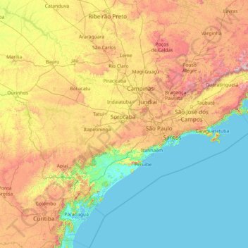 Mapa topográfico Rio Acima, altitud, relieve