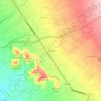 Mapa topográfico Jumoyo, altitud, relieve