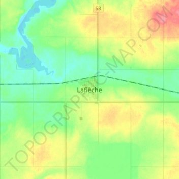 Mapa topográfico Laflèche, altitud, relieve