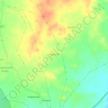 Mapa topográfico Bagdola, altitud, relieve