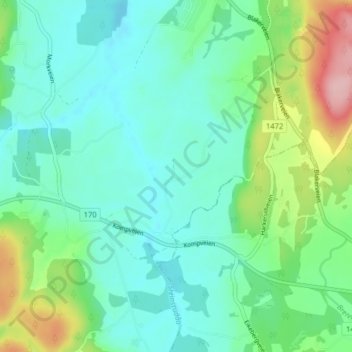 Mapa topográfico Kville, altitud, relieve