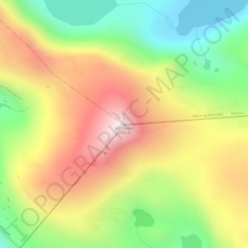 Mapa topográfico Karitinden, altitud, relieve