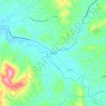 Mapa topográfico Sgrillozzo, altitud, relieve