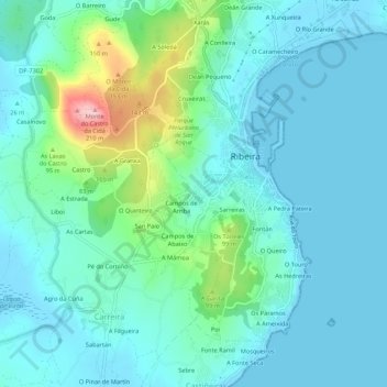 Mapa topográfico Cubeliano, altitud, relieve