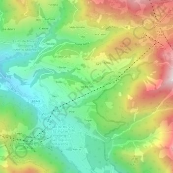 Mapa topográfico Val dla Tor, altitud, relieve