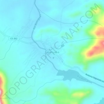 Mapa topográfico Taperuaba, altitud, relieve