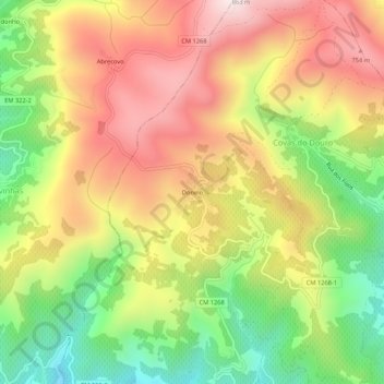 Mapa topográfico Donelo, altitud, relieve