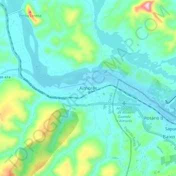 Mapa topográfico Aimorés, altitud, relieve
