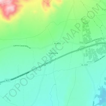 Mapa topográfico Tarambana, altitud, relieve