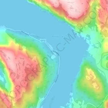 Mapa topográfico Hauknes, altitud, relieve