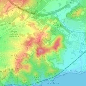 Mapa topográfico la Torna, altitud, relieve