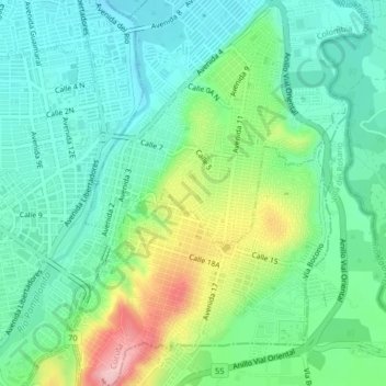 Mapa topográfico San Jose, altitud, relieve