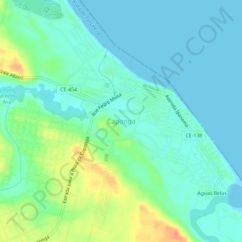 Mapa topográfico Caponga, altitud, relieve
