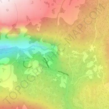 Mapa topográfico Voringfossen view pt., altitud, relieve