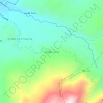 Mapa topográfico Santa Rosa, altitud, relieve