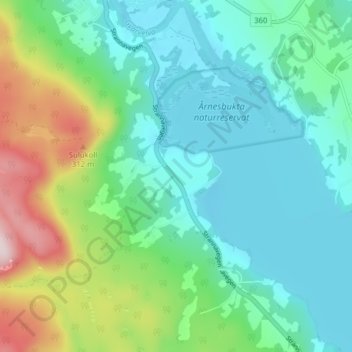 Mapa topográfico Årnes, altitud, relieve