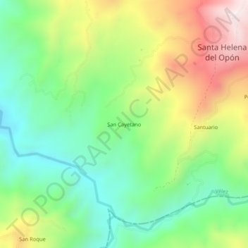 Mapa topográfico San Cayetano, altitud, relieve