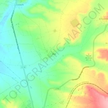 Mapa topográfico Altet, altitud, relieve