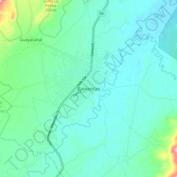 Mapa topográfico Barrancas, altitud, relieve